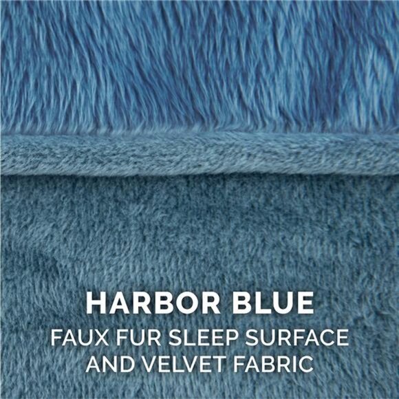 Faux Fur & Velvet Sofa-Style Fiberfill Pillow Dog Bed - Harbor Blue, Small - Picture 1 of 2